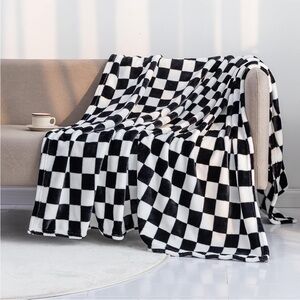 Checkered Black and White Throw Blanket